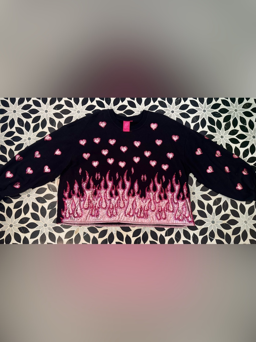 Queen of Sparkles UNICORN! Pink flames sweatshirt